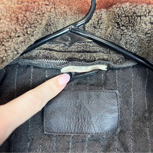 Ermenegildo Zegna Elements Wool Cashmere Fur Lamb Leather Brown Coat Mens Sz XL - Picture 9 of 16